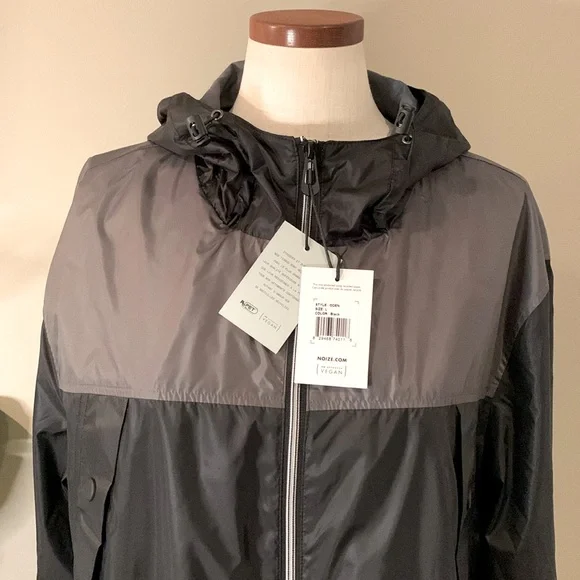 NWT Noize Colorblock Oden Hooded Zip Up Windbreaker, Black & Gray, Size L - Picture 6 of 16